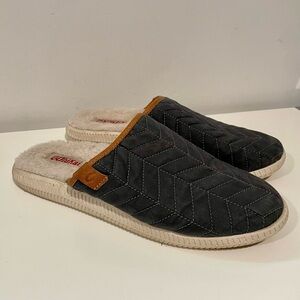 Olukai Mua Shearling Lined Slippers Navy Blue Quilted Size 10